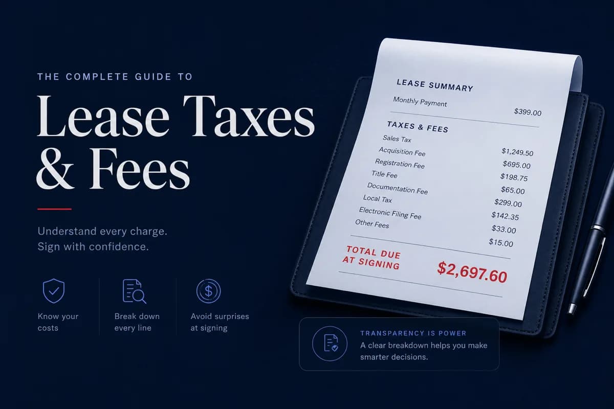 Lease quote breakdown showing tax and fee line items