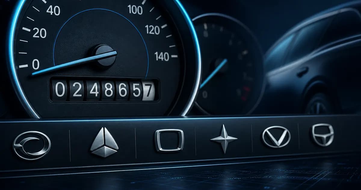 Per-brand mileage overage rate reference on a stylized lease contract