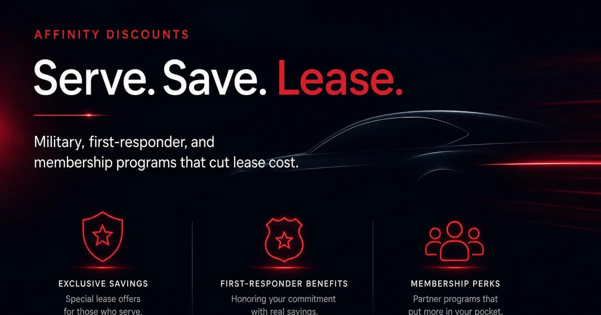 Affinity badge icons for military first-responder and membership lease discount programs