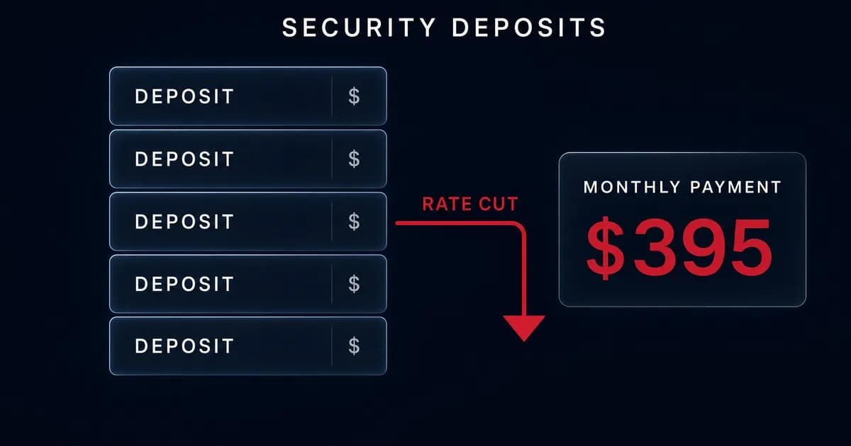 Stacked refundable security deposits reducing a lease payment