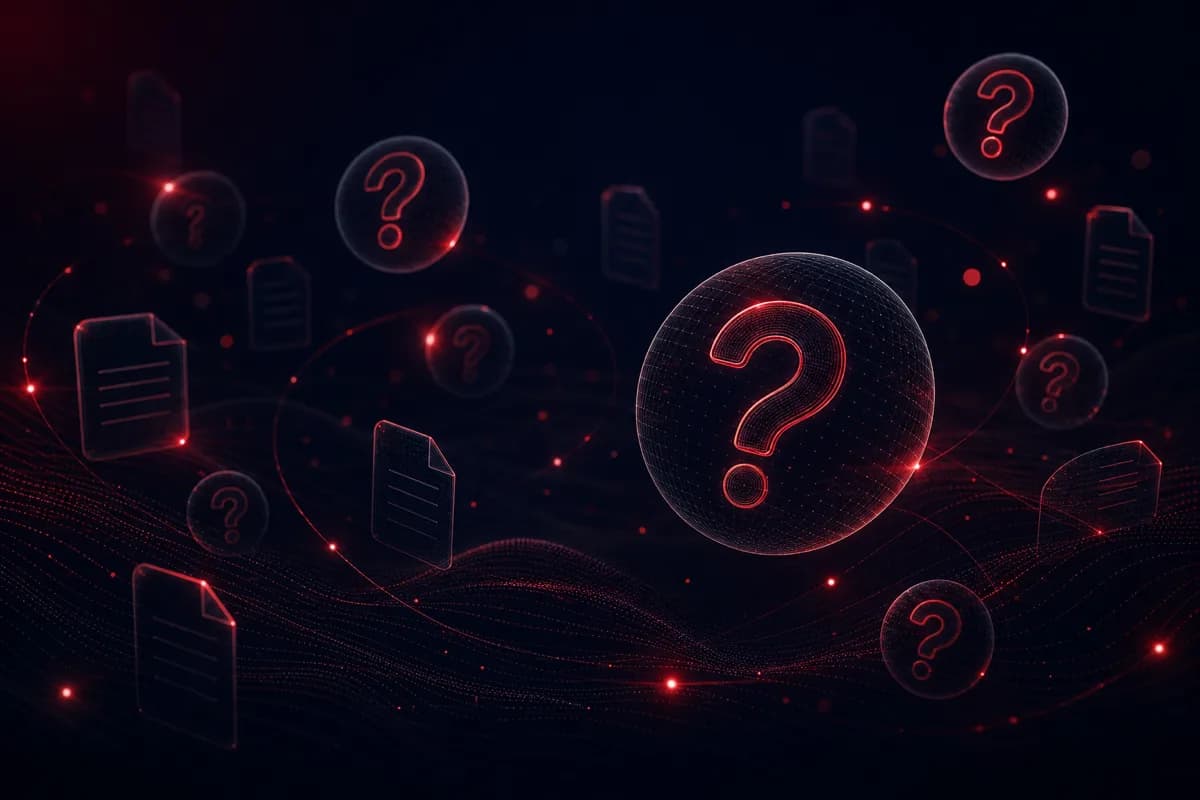 Floating question marks and help document icons
